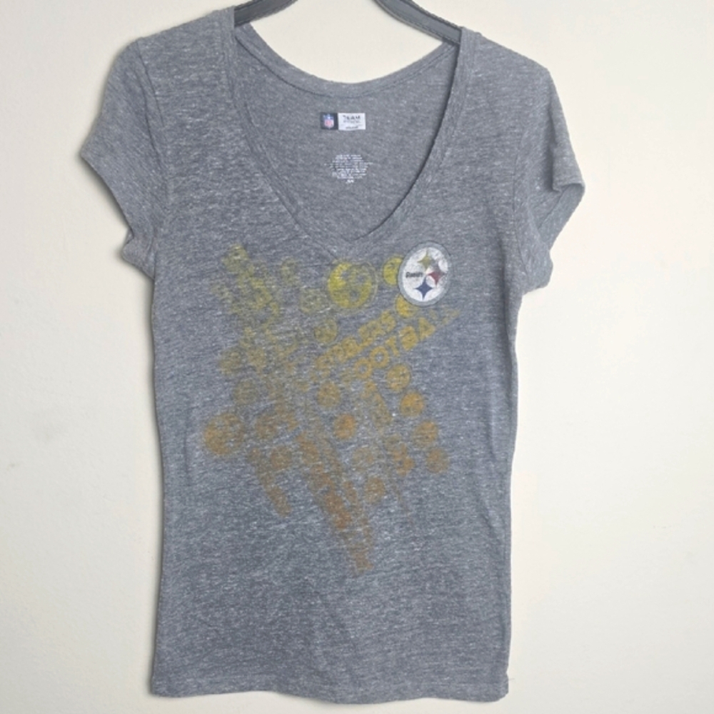 Women's Pittsburg Steerlers Gray Fitted Shirt Sleeve T-Shirt